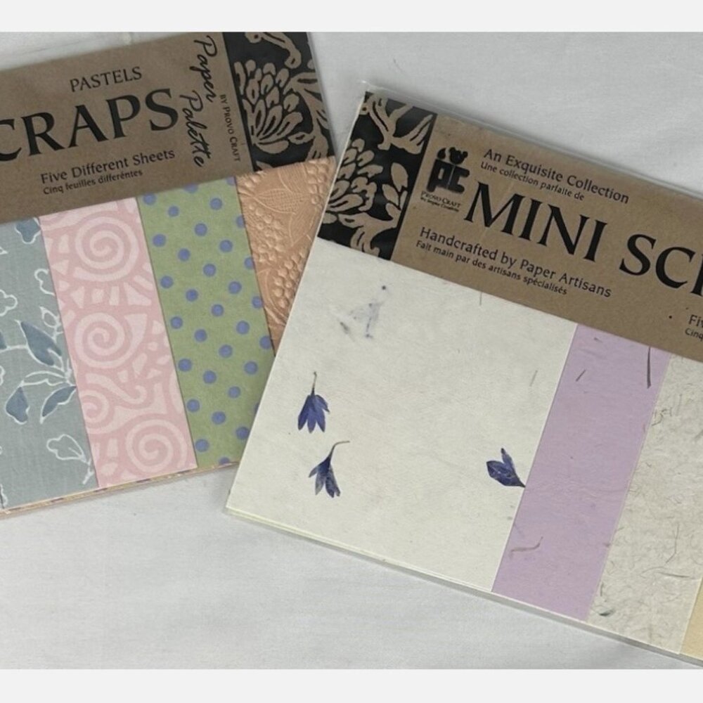 2 NEW Packs Provo Craft Mini Scraps Florals Pastels Paper Palette Scrapbooking